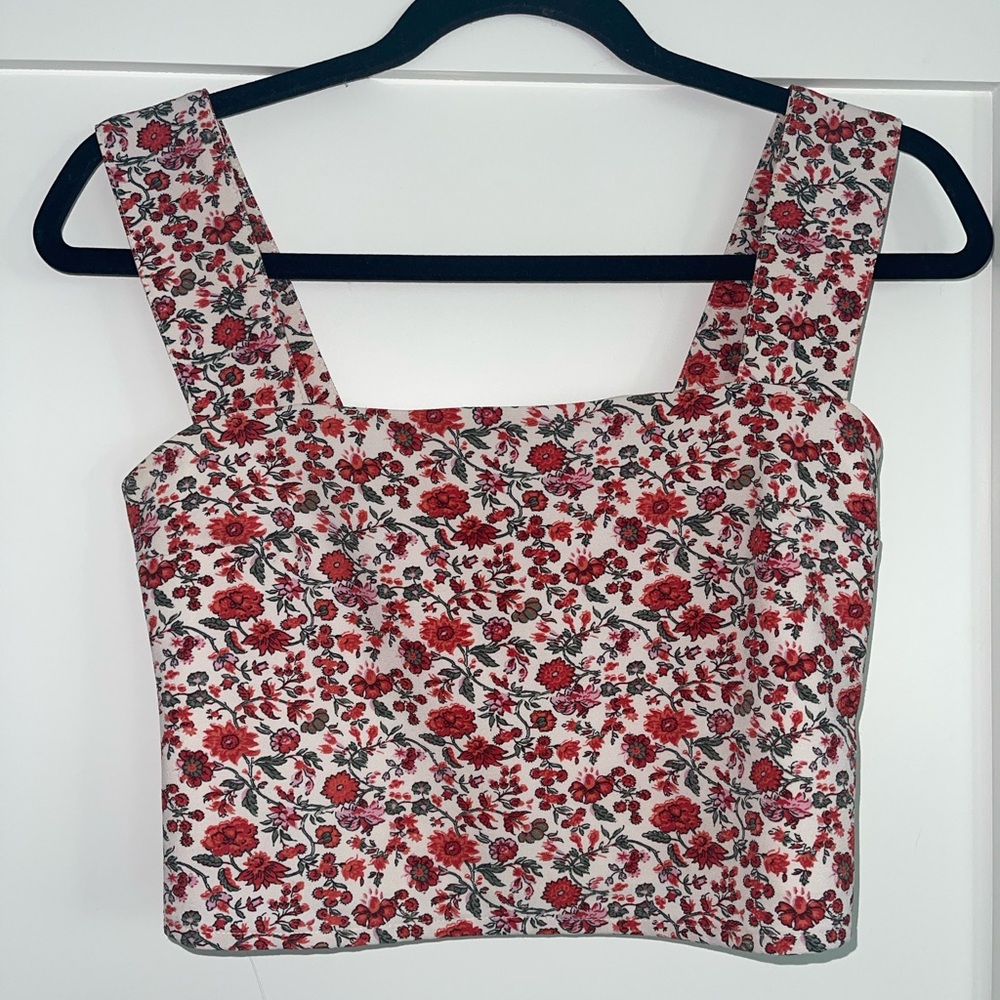 Abercrombie & Fitch Red Floral Crop Top
